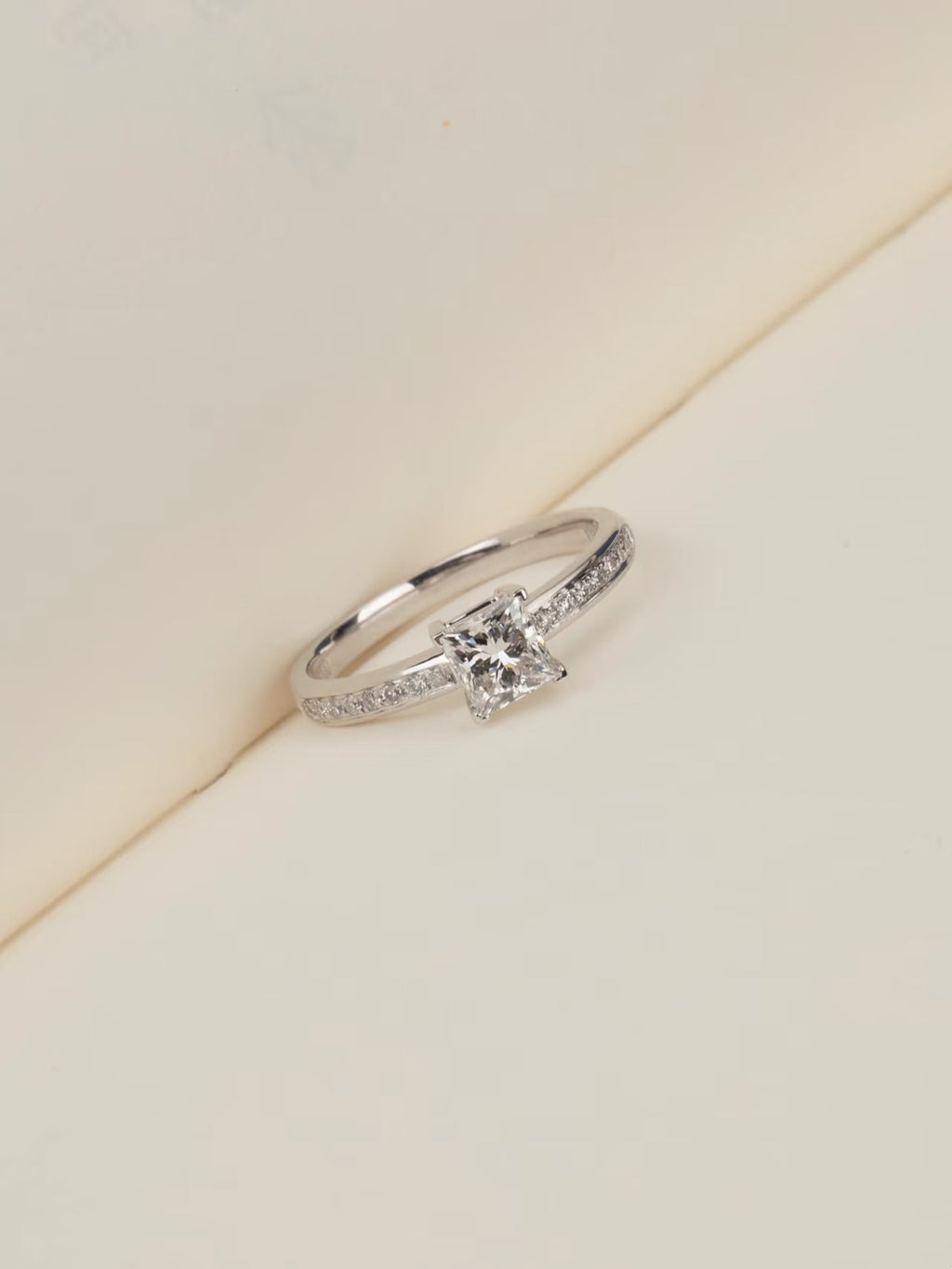 Lab Grown Square Diamond Ring in 18K Gold or PT950