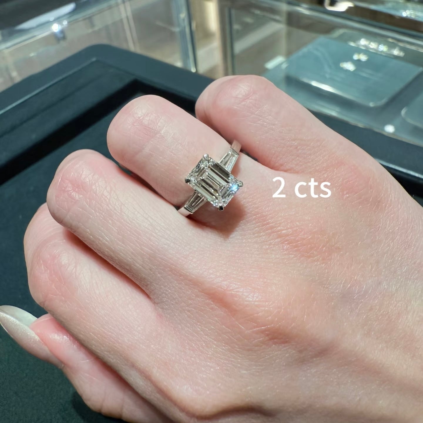 Lab Grown Square Diamond Ring in 18K Gold or PT950