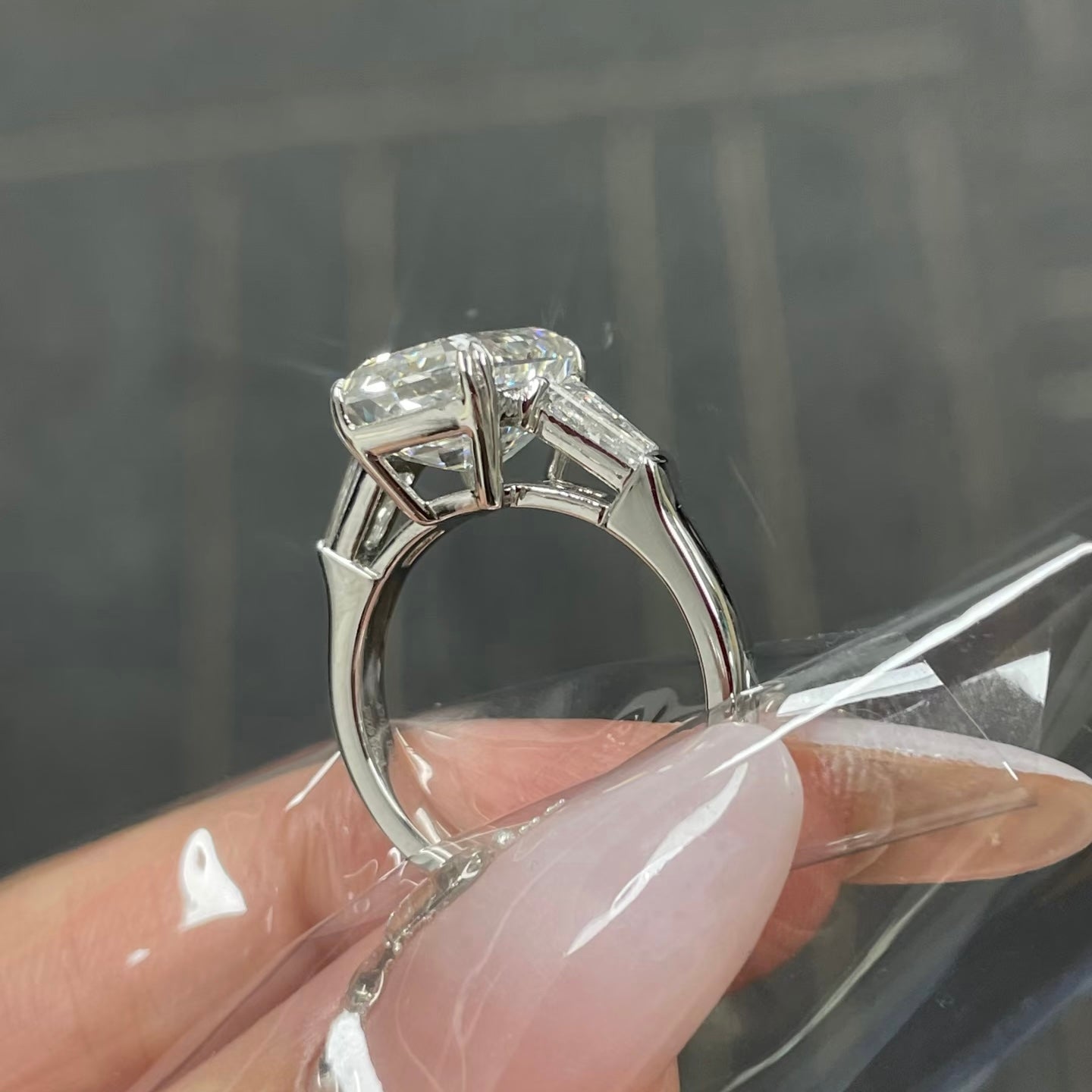 Lab Grown Square Diamond Ring in 18K Gold or PT950