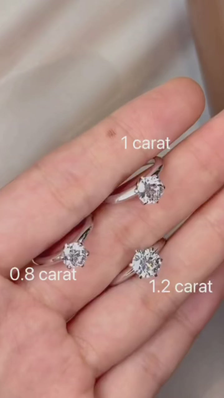 Lab Grown Solitaire Diamond Ring in 18K Gold or PT950